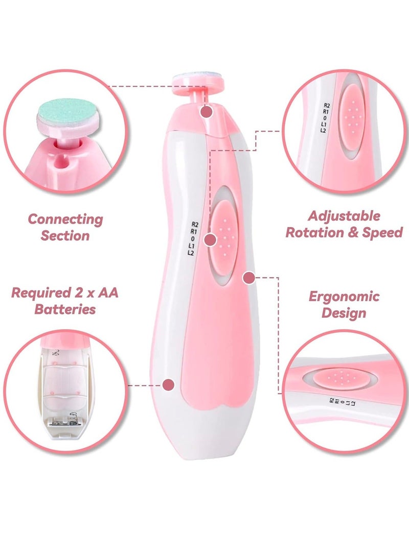 لاكي نوف Baby Nail Trimmer Electric Baby Nail File, 15 in 1 Nail Knife File Buffer Kit, مع غطاء الغبار أدى الضوء, مناسبة للأطفال حديثي الولادة, الرضع, الأطفال الصغار, أظافر أصابع القدم الكبار, الوردي - Image 2