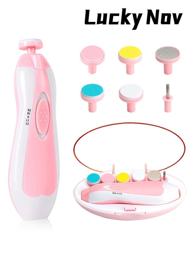 لاكي نوف Baby Nail Trimmer Electric Baby Nail File, 15 in 1 Nail Knife File Buffer Kit, مع غطاء الغبار أدى الضوء, مناسبة للأطفال حديثي الولادة, الرضع, الأطفال الصغار, أظافر أصابع القدم الكبار, الوردي - Image 1