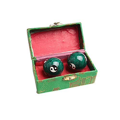 Acxico 2Pcs Chinese Health Exercise Stress Baoding Balls Relaxation Therapy YIN YANG - Image 1