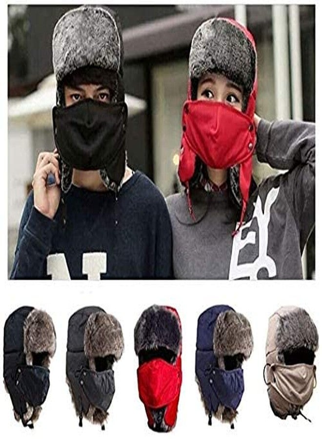 Zeki Beanie Russian Warm Woolen Winter Cap with mask Soft Snow Cap for Men and Women (Khaki) - Image 5