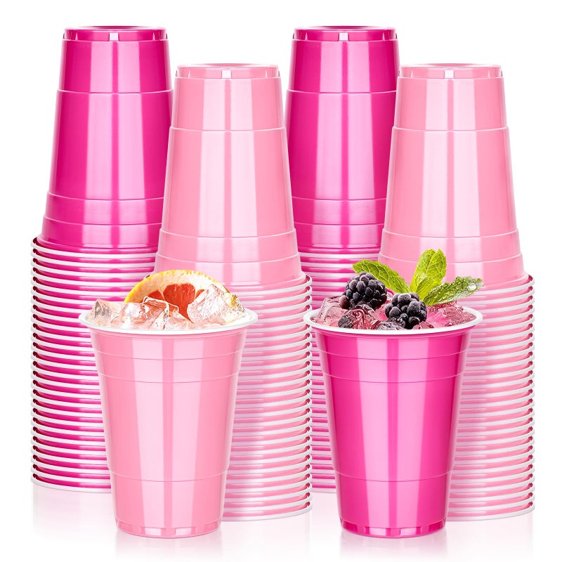KesaPlan 100 PCS 16 OZ Plastic Cups Party Cups Pink and Hot Pink Cups Disposable Cups Bulk for Party Graduation Thanksgiving Wedding Birthday Christmas Halloween Family Gatherings Festive Celebrations - Image 1