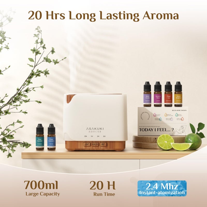 ASAKUKI Essential Oil Diffuser for Home, Large 700 ml Aromatherapy Humidifier with Top 6 Essential Oil Sets, Automatic Shut-Off, 7 LED Lights for Living Room, Kitchen, Bedroom, Hotel - Yellow - Image 4