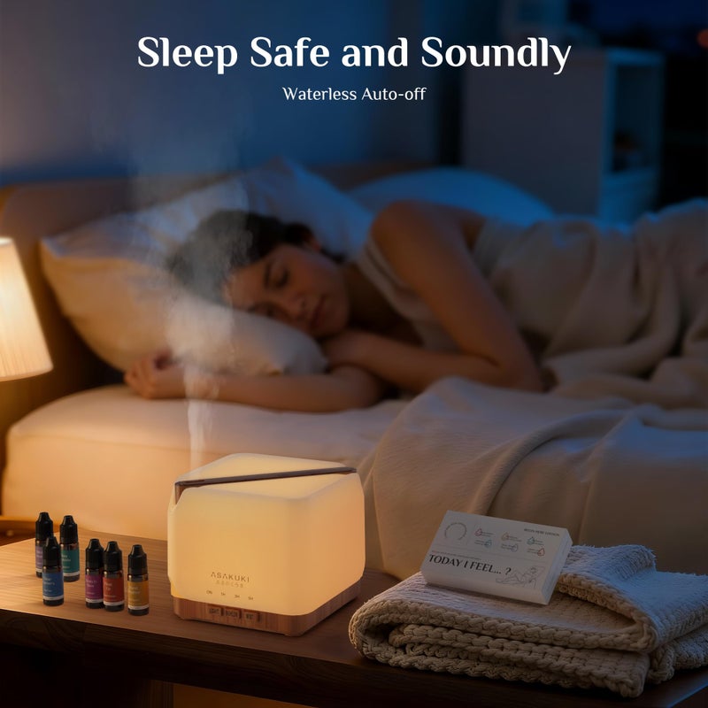 ASAKUKI Essential Oil Diffuser for Home, Large 700 ml Aromatherapy Humidifier with Top 6 Essential Oil Sets, Automatic Shut-Off, 7 LED Lights for Living Room, Kitchen, Bedroom, Hotel - Yellow - Image 5