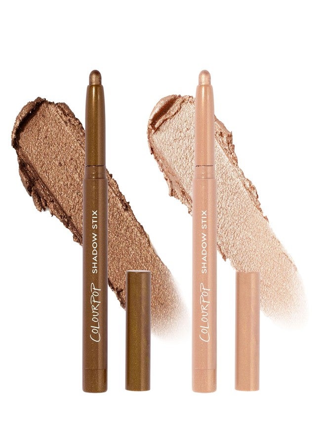 كالر بوب مجموعة ظلال العيون ColourPop Shadow Stix – أعواد ظلال عيون كريمية مع مبراة مدمجة للحصول على لون يدوم طويلاً وعالي الصبغة – كوكا وعسل بي بي (0.05 أونصة لكل منهما) - Image 1