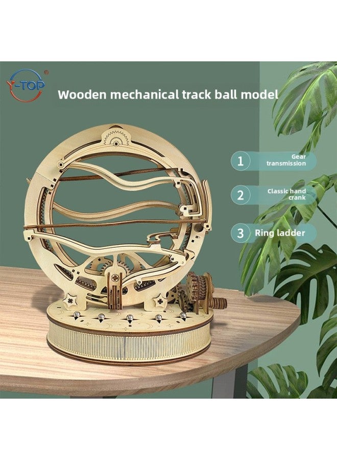 لعبة كرة مسار خشبية تم تجميعها يدويًا للأطفال، ألغاز تعليمية ثلاثية الأبعاد، نموذج ربط محرك ميكانيكي - اللون: نموذج كرة مسار مكرنك يدويًا - Image 2