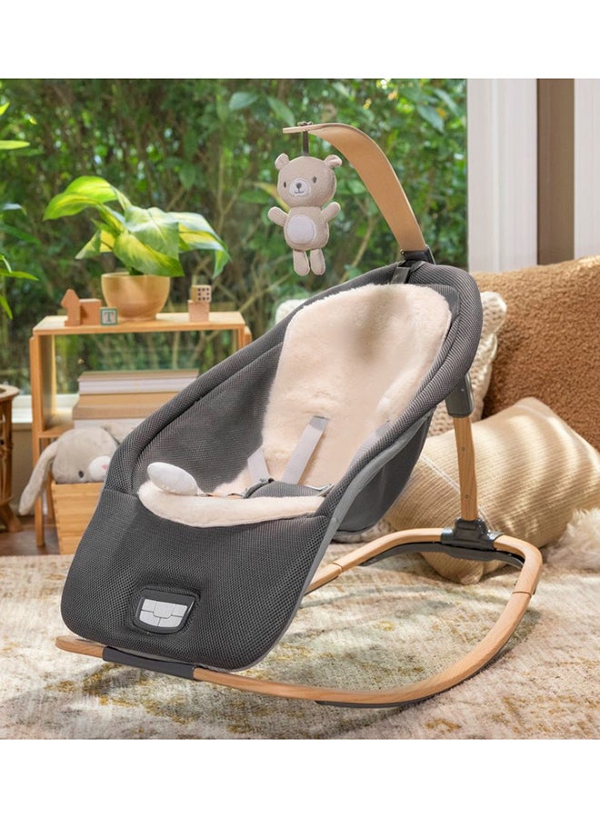 ingenuity 2-In-1 Every Season Baby Rocker And Seat With Cooling And Warming Fabrics, Wooden Activity Bar, Music, Vibration, 0 - 30 Months, Grey - Image 2