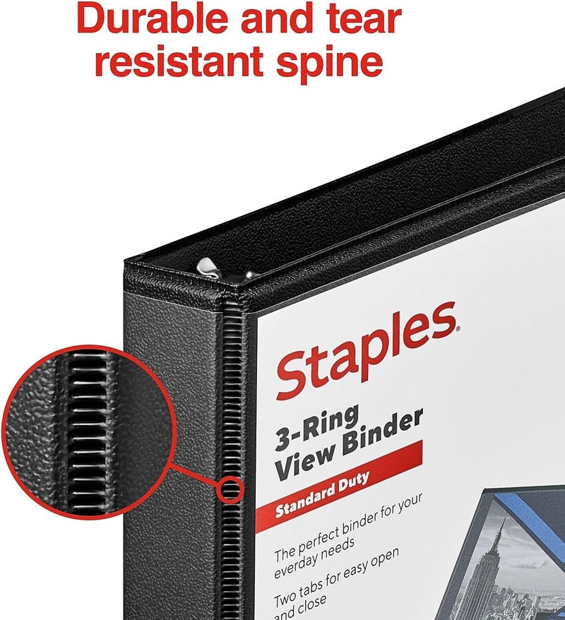 Staples 1/2-Inch Standard 5-1/2-Inch x 8-1/2-Inch Mini View Binder with Round Rings Black - Image 4