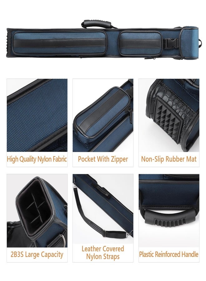 elraxw 2X3 Pool Cue Hard Case, Nylon Pool Stick Case for 2 Sticks 2B4S Hard Case for Billiard Stick Carrying with 2 Accessories Pocket (Blue) - Image 5