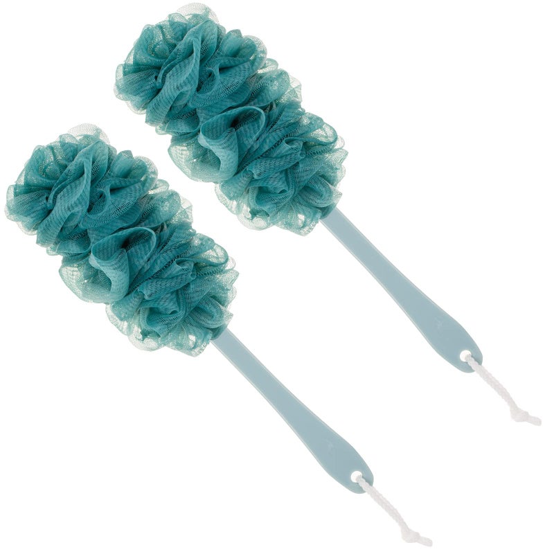 Arswin Back Scrubber for ShowerLoofah Long Handle Bath Body BrushSoft Nylon Mesh Sponge for ShowerLoofah On a Stick for Men WomenExfoliating Scrub Cleaning Luffa for Elderly2PackBlue