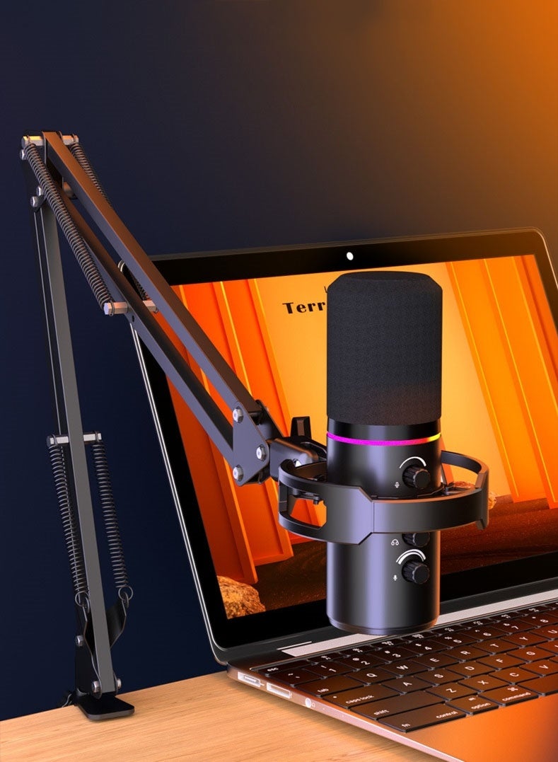 Dynamic Microphon,XLR/USB Microphone,Streaming Mic,RGB Light Microphone,Cardioid Condenser Mic Kit,super heart pointing,with Mic Clip Table Mounting ClampBoom Arm,For Streaming,Twitch Online,Podcast Recording,YouTube - Image 5