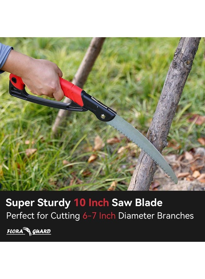 FLORA GUARD 10 Inch Folding Pruning Saw - Hand Garden Saw, Saw for Trees with Non-Slip Handles and Safey Lock, Sturdy and Lightweight - Image 2