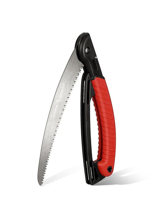 FLORA GUARD 10 Inch Folding Pruning Saw - Hand Garden Saw, Saw for Trees with Non-Slip Handles and Safey Lock, Sturdy and Lightweight - Image 1