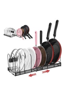 TYCOM Pots and Pans Organizer for Cabinet,Kitchen Organizer and Storage Rack,Space Saving Stand with Adjustable Dividers,12 Layer Horizontal Black.  - Image 1