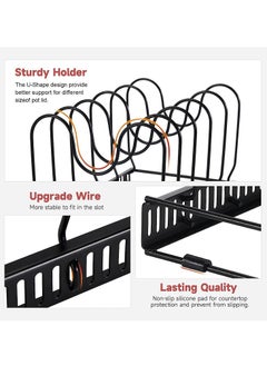 TYCOM Pots and Pans Organizer for Cabinet,Kitchen Organizer and Storage Rack,Space Saving Stand with Adjustable Dividers,12 Layer Horizontal Black.  - Image 5