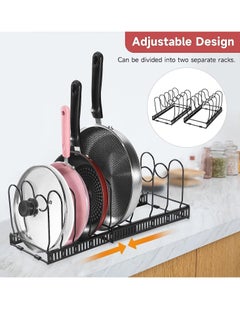 TYCOM Pots and Pans Organizer for Cabinet,Kitchen Organizer and Storage Rack,Space Saving Stand with Adjustable Dividers,12 Layer Horizontal Black.  - Image 3
