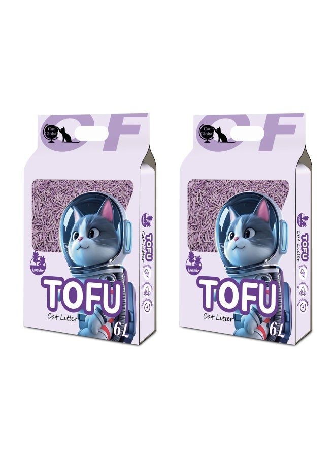 Tofu Cat Litter - Fast Clumping, Flushable, Ultra Absorbent, Low Dust, Fresh Scented, Odor Control, 6L, 2 Pack - Image 1