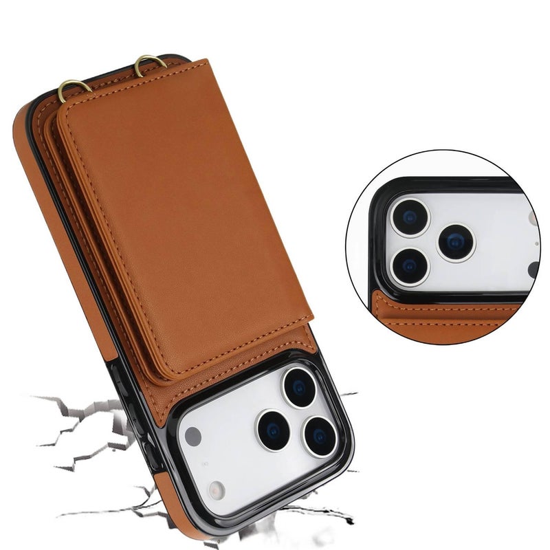 Protective Case | Brown | Card Holder | Drop Protection | TPU | Shockproof Cover for iPhone 16 / 16 Plus / 16 Pro / 16 Pro Max - Image 2