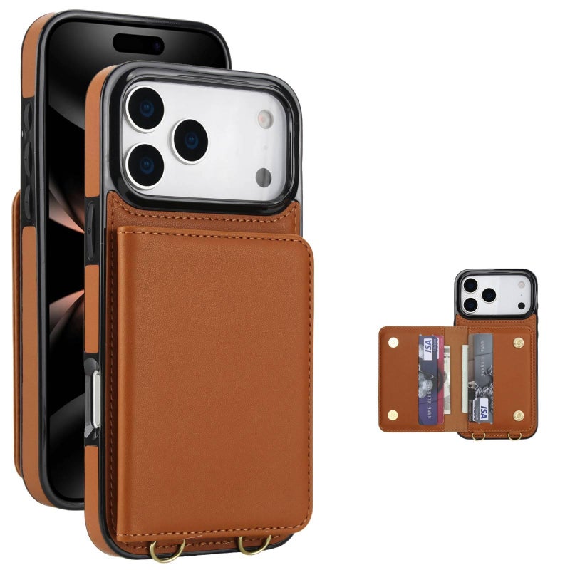 Protective Case | Brown | Card Holder | Drop Protection | TPU | Shockproof Cover for iPhone 16 / 16 Plus / 16 Pro / 16 Pro Max - Image 1