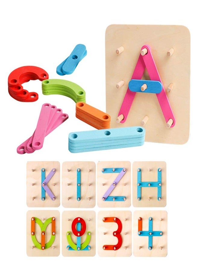 kizh Wooden Letter and Number Construction Activity Set Educational Preschool Toys Shape Color Recognition Pegboard Sorter Set Board Blocks Stack Sort for Toddler Kids Boys Girls Toy - Image 1