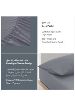 Donetella Bedding Fitted Sheet Set 3-Pcs King Size Solid Soft & Silky Extra Deep Cooling Bed Sheet Brushed Microfiber, Oslo Grey  - Image 3