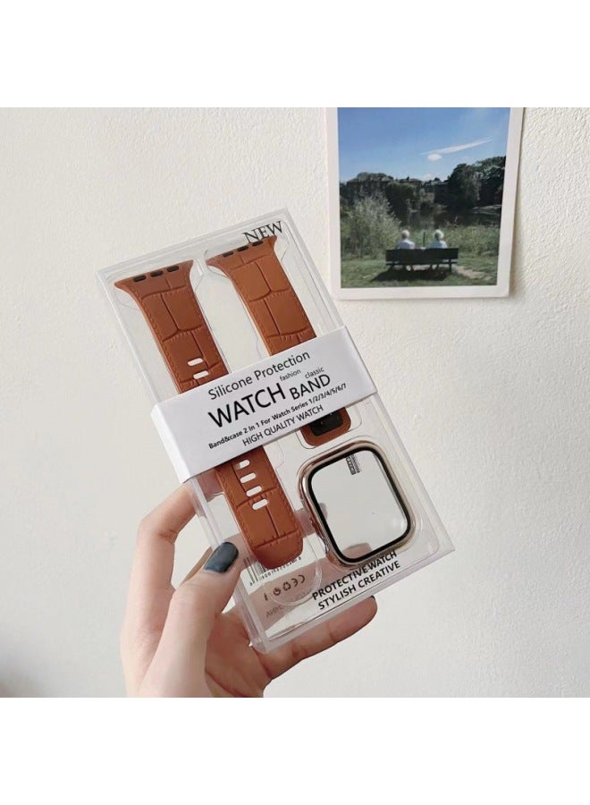 Loquat For Iwatch Strap Silicone Ultra Business Strap For Applewatch7 SE8 For Apple Case Suit-Color:Dark Brown-Dimensions:41mm  - Image 1