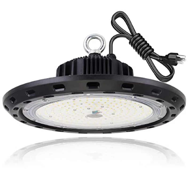 UFO LED High Bay Light 150W 22500LM 150LM / W 5000K، كابل UL 6 بوصة مع قابس أمريكي (يعادل 600W MH/HPS)، مصباح متجر LED، ورشة عمل المرآب LED، تركيبات إضاءة منطقة مصنع الحظيرة غير خافتة 1PACK 22500lm، 5000K، Eqv. إلى 600 وات HPS/MH، مصنع مستودعات المتاجر، نوع اللمسة النهائية باللون الأسود - Image 1