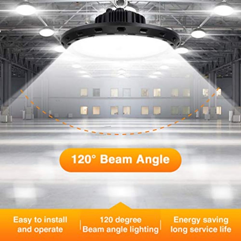 UFO LED High Bay Light 150W 22500LM 150LM / W 5000K، كابل UL 6 بوصة مع قابس أمريكي (يعادل 600W MH/HPS)، مصباح متجر LED، ورشة عمل المرآب LED، تركيبات إضاءة منطقة مصنع الحظيرة غير خافتة 1PACK 22500lm، 5000K، Eqv. إلى 600 وات HPS/MH، مصنع مستودعات المتاجر، نوع اللمسة النهائية باللون الأسود - Image 2