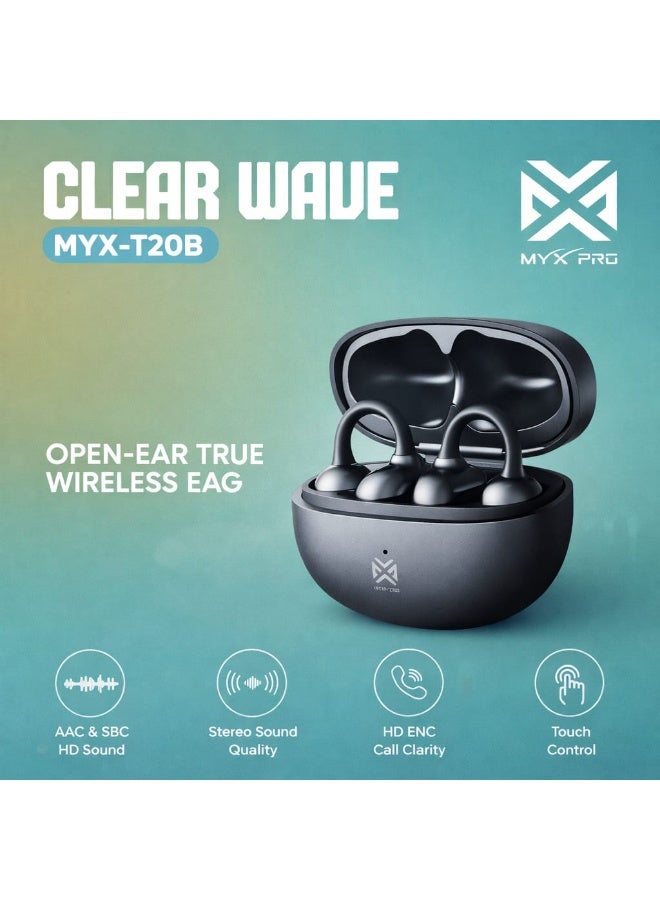 MYX Pro Clear Wave MYX-T20B Open-Ear Wireless Earbuds with ENC Calls - Image 3
