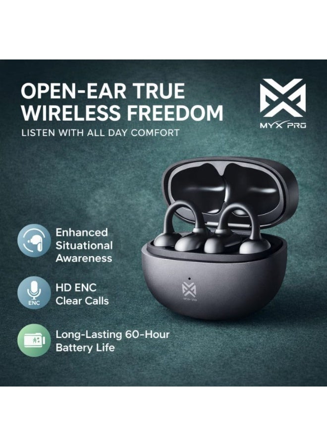 MYX Pro Clear Wave MYX-T20B Open-Ear Wireless Earbuds with ENC Calls - Image 2