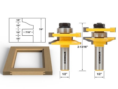 YONICO Cabinet Door Rail and Stile Router Bits Set 2 Bit Shaker 1/2-Inch Shank 12249 - Image 2