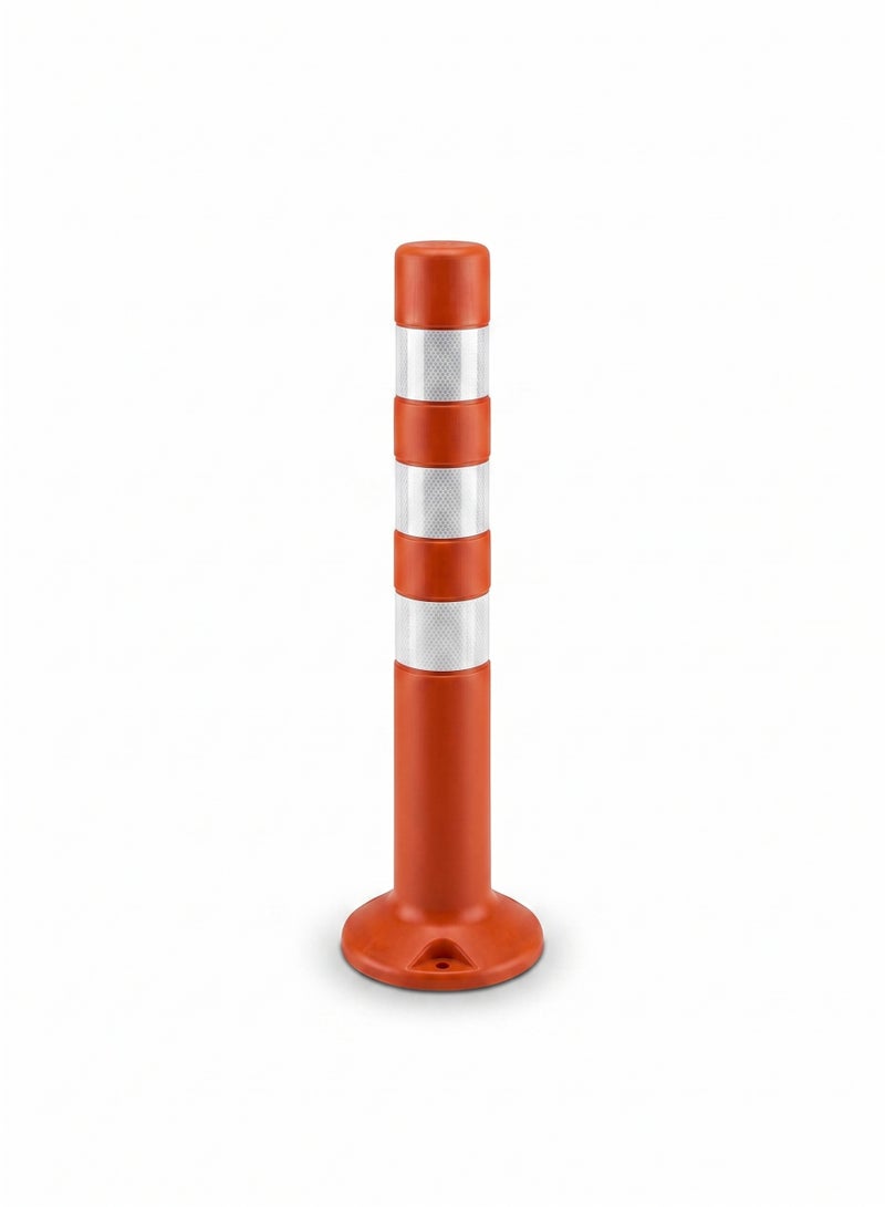 Traffic Guide Pole with Base, Orange Hard PU, White Reflective Strips