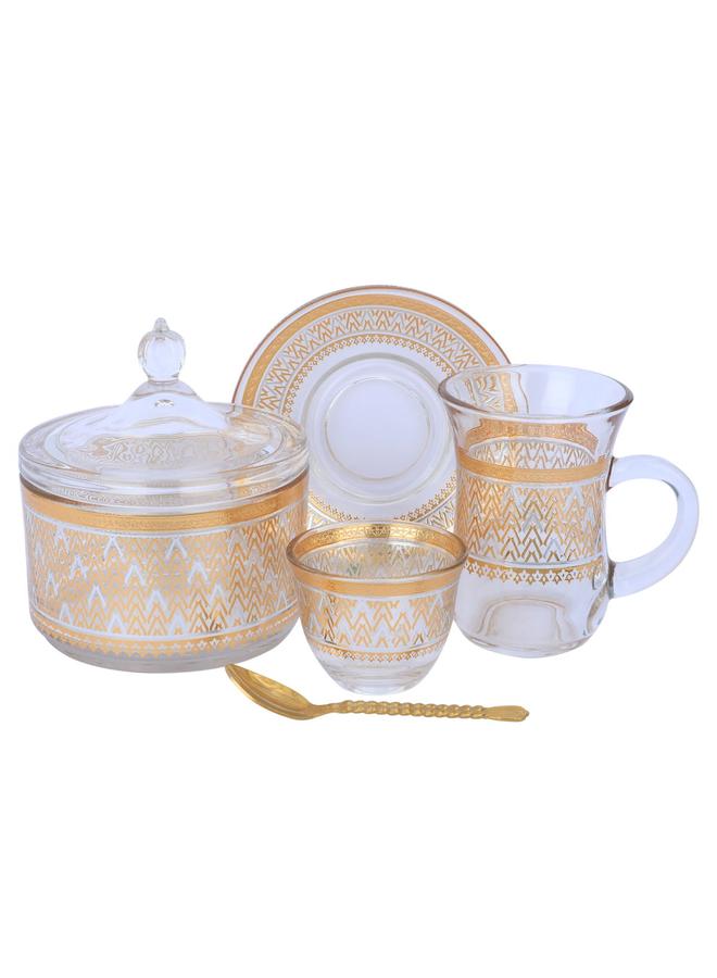 Alsaif Glass Tea And Coffee Bialat Set 26 Pieces Gold - Image 1