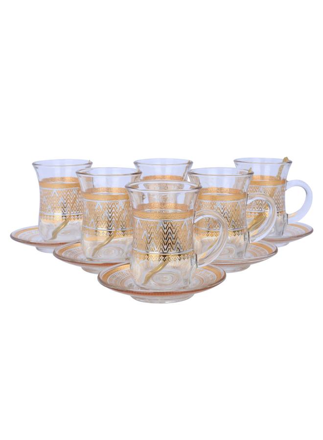 Alsaif Glass Tea And Coffee Bialat Set 26 Pieces Gold - Image 2