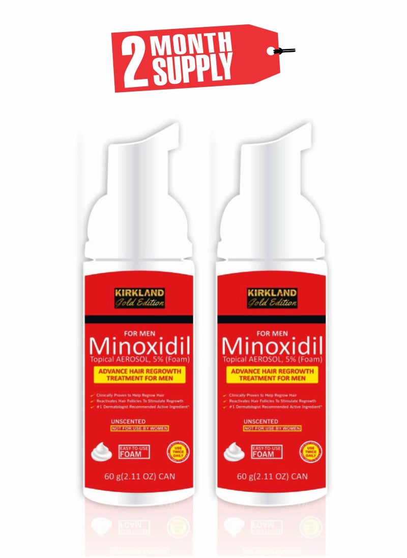 Kirkland Signature Minoxidil Gold Edition Foam – The Ultimate Hair Loss Solution Red - Pack of 2 