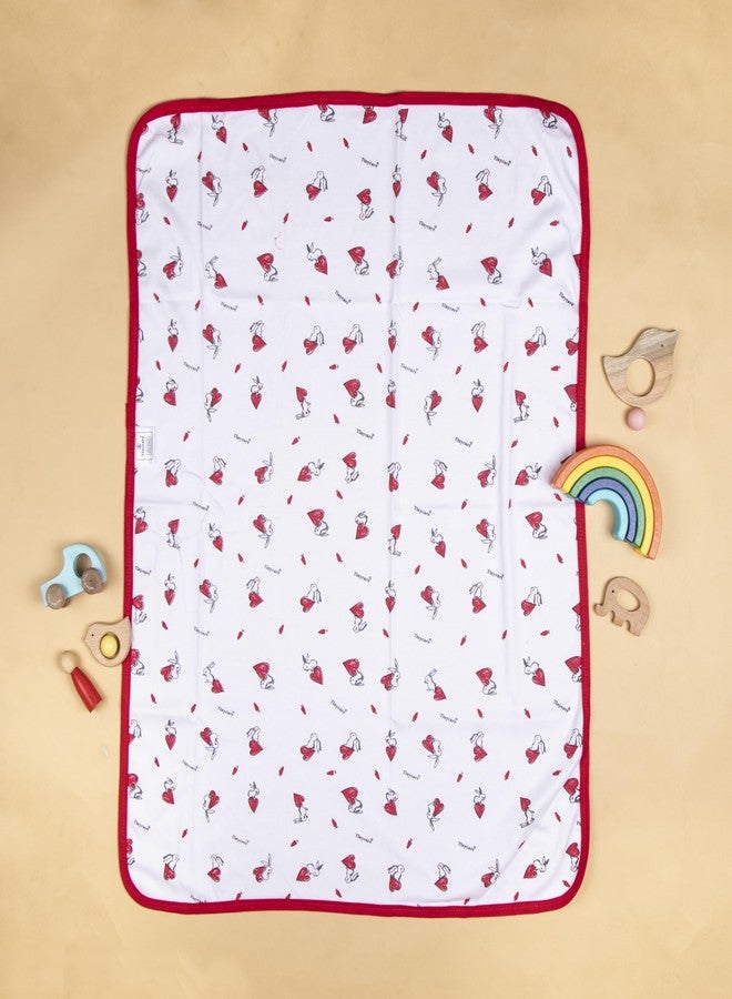 Tinycare Cotton Bath Towel for New Born, Extra Soft Fabric Interlok Printed Towel for Kids/Toddler/Infants, Quick Absorbent, Reusable Napkins Bathing Towels (85 x 60 cm, Red)_Pack of 1 - Image 3