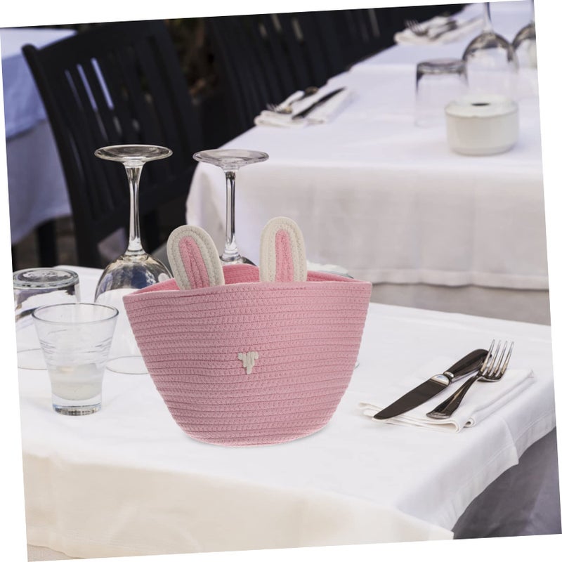 Pink Rabbit Design Storage Basket Organizer For Home Bedroom Living Room Nursery - Image 3