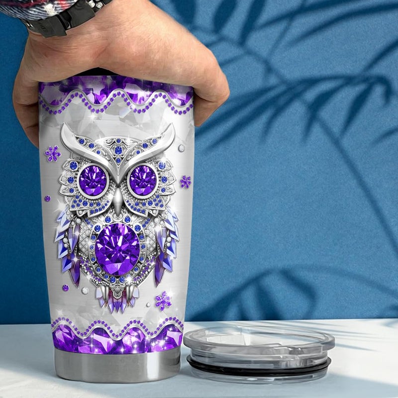 Sandjest Owls هدايا للنساء Girls Owl Tumbler 20oz رسومات المجوهرات من الفولاذ المقاوم للصدأ معزول Tumblers القهوة كوب كوب كوب هدية لعيد ميلاد عيد الميلاد - Image 5
