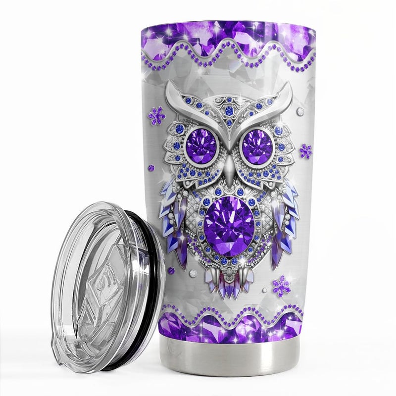 Sandjest Owls هدايا للنساء Girls Owl Tumbler 20oz رسومات المجوهرات من الفولاذ المقاوم للصدأ معزول Tumblers القهوة كوب كوب كوب هدية لعيد ميلاد عيد الميلاد - Image 1