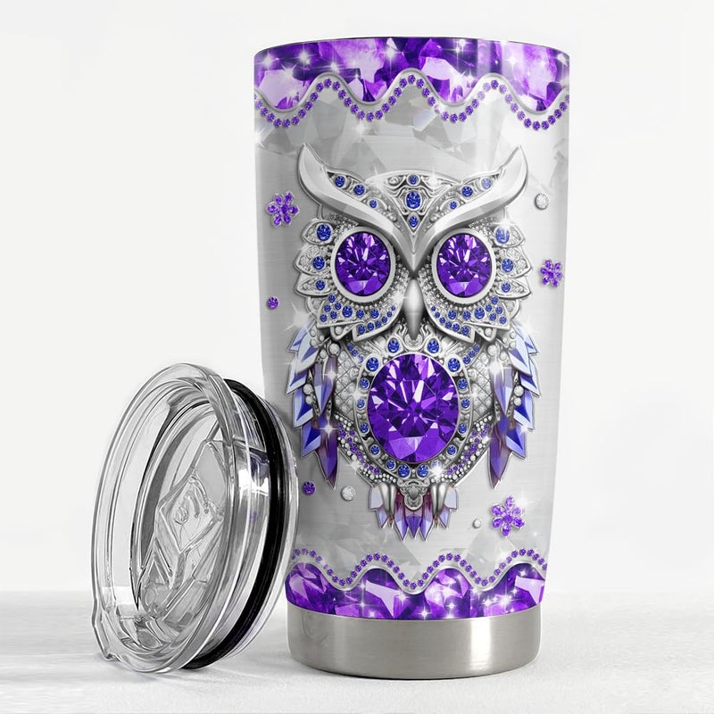Sandjest Owls هدايا للنساء Girls Owl Tumbler 20oz رسومات المجوهرات من الفولاذ المقاوم للصدأ معزول Tumblers القهوة كوب كوب كوب هدية لعيد ميلاد عيد الميلاد - Image 3