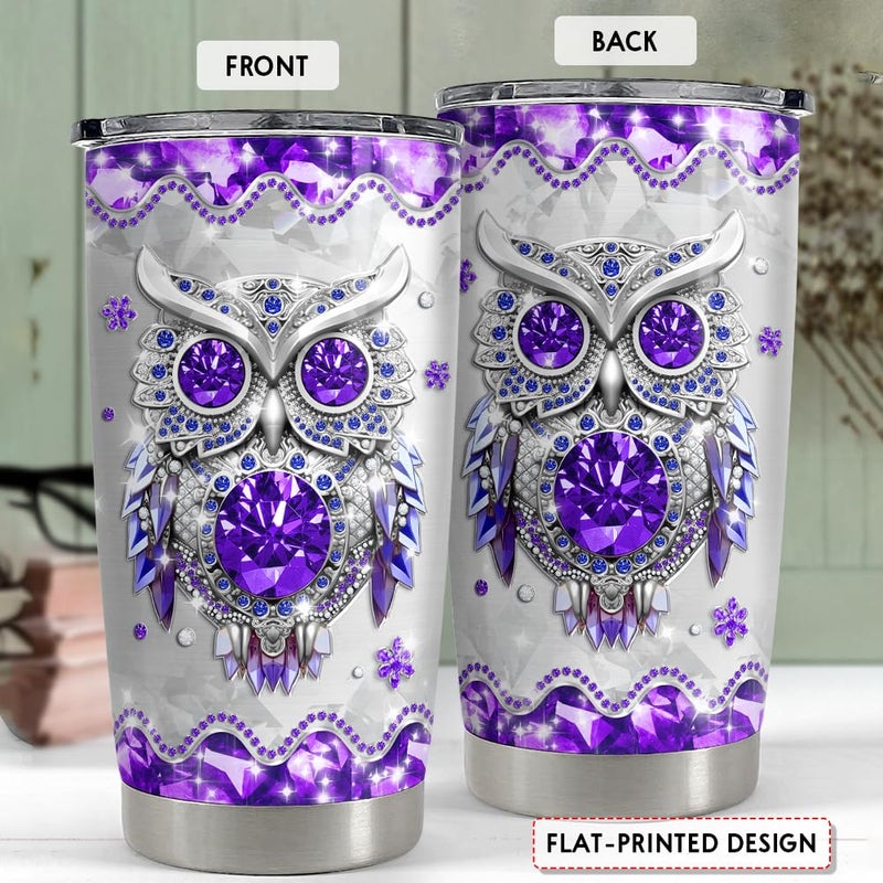 Sandjest Owls هدايا للنساء Girls Owl Tumbler 20oz رسومات المجوهرات من الفولاذ المقاوم للصدأ معزول Tumblers القهوة كوب كوب كوب هدية لعيد ميلاد عيد الميلاد - Image 2