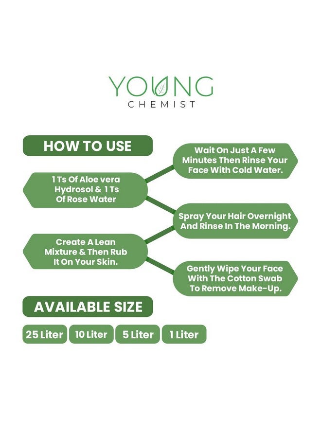 Young Chemist Pure Aloe Vera Hydrosol Natural Skin Toner, Soothing Mist, and Facial Cleanser for Sensitive and Acne-Prone Skin In 1 Litre. - Image 5