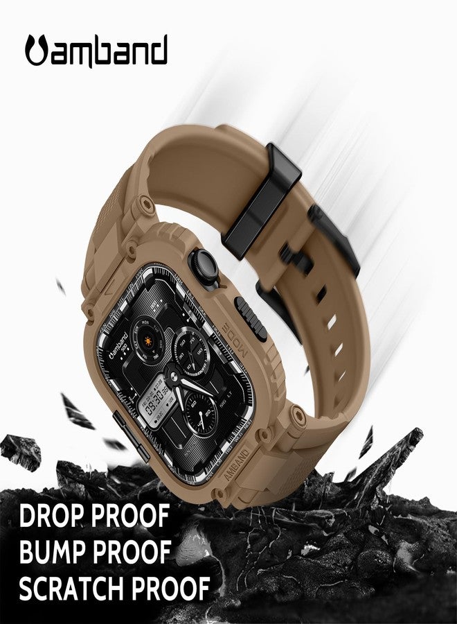 amBand for Apple Watch Series 11/10 Case and Bands 46mm Men, M1 Sport Series Tough Case for iPhone Watch Bands, Outdoor Activities Essential Full Body Protection for Hiking Cycling - Desert Tan - Image 3