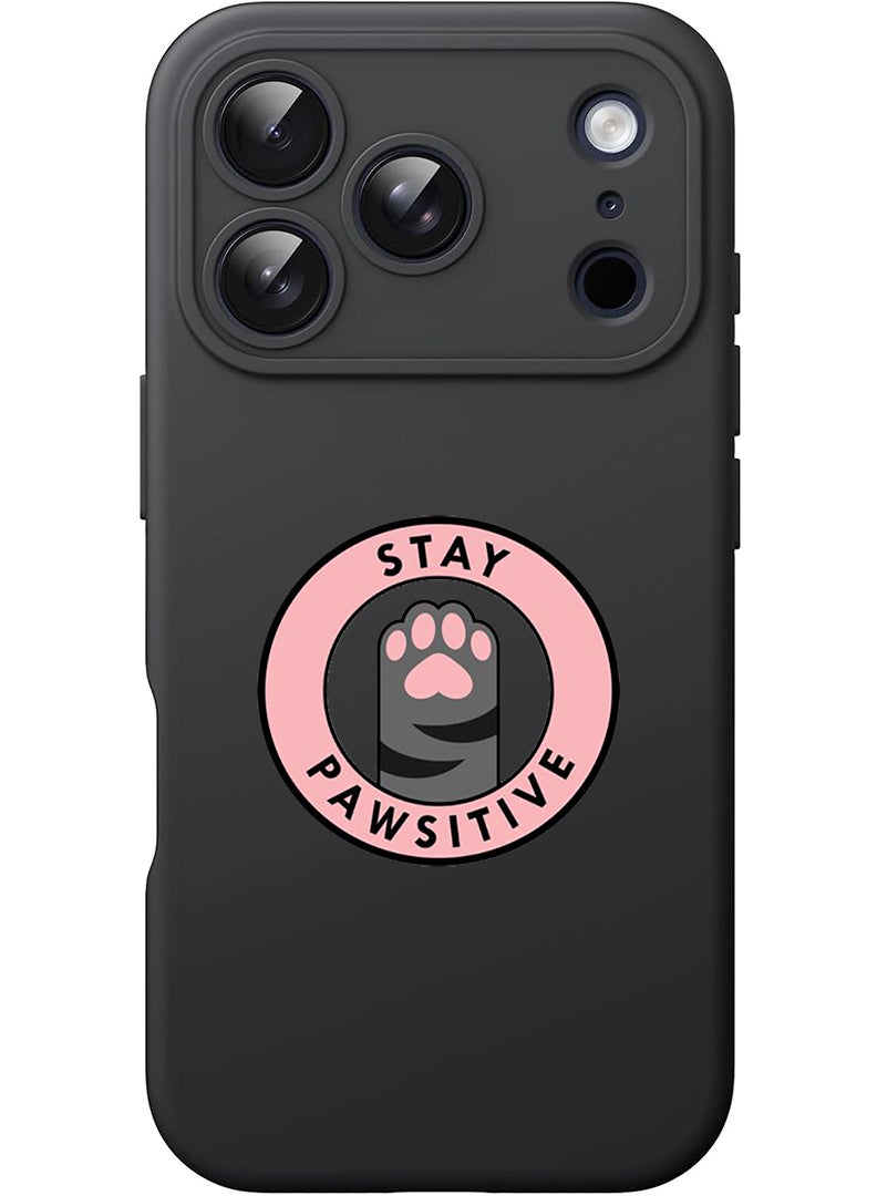 Theodor Protective Slim Fit Case Liquid Silicone Cover with Full Body Protection Anti-Scratch Shockproof Case For Apple iPhone 17 Pro (Black) Stay Pawsitive 1 - Image 1