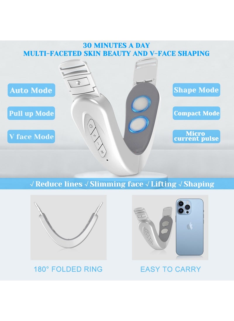 RUKYU - Facial Slimming V Facial Massager, Double Chin Machine, 6 Modes, 12 Intensity Levels, Face Lift Device, Intelligent Lifting Firming Saggy Skin Tightening Machine Women Skin Care, V-shaped Cheek Lift - Image 1