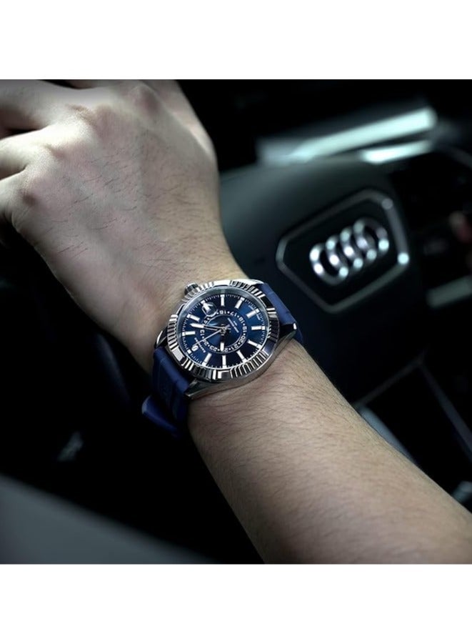 Sapphero Mens Watches 10ATM Waterproof Watch for Men Japanese Quartz Stainless Steel/Silicone Band Strap Blue/Green Date Casual Business Wristwatch Gift for Men - Image 3