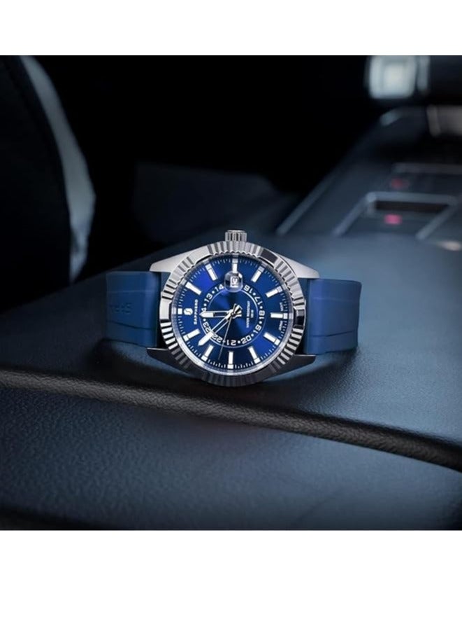 Sapphero Mens Watches 10ATM Waterproof Watch for Men Japanese Quartz Stainless Steel/Silicone Band Strap Blue/Green Date Casual Business Wristwatch Gift for Men - Image 4