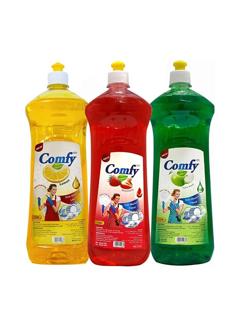 FEAH COMFY ASSTD DISHWASH 1LTR PACK OF 3