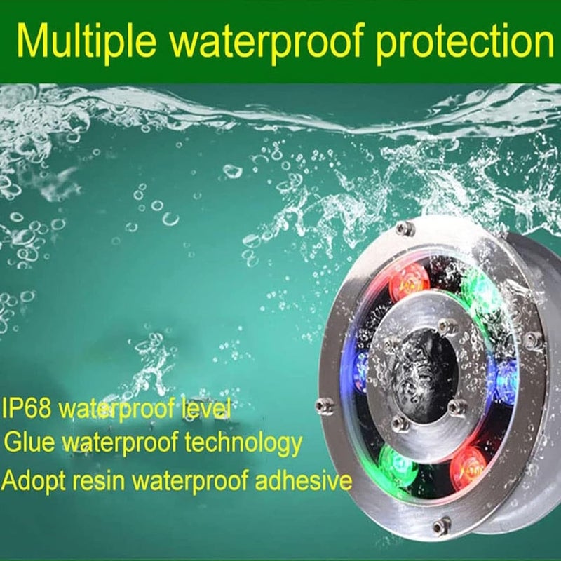 Submersible LED Pond Light, IP68 Waterproof Stainless Steel Fountain Lamp, Low Voltage Underwater Landscape Lighting for Swimming Pools and Water Features,Green 6W(12V) - Image 4