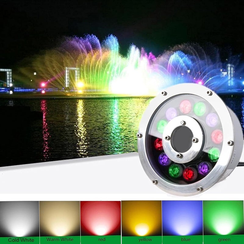 Submersible LED Pond Light, IP68 Waterproof Stainless Steel Fountain Lamp, Low Voltage Underwater Landscape Lighting for Swimming Pools and Water Features,Green 6W(12V) - Image 3