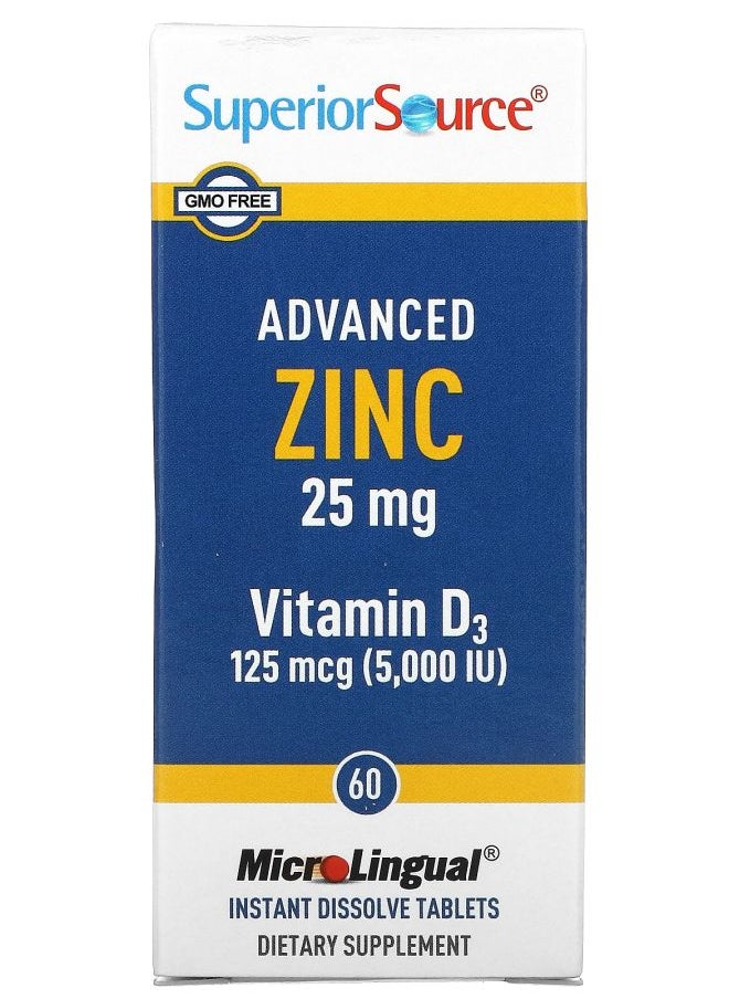 Superior Source Advanced Zinc Vitamin D3 60 MicroLingual Instant Dissolve Tablets 